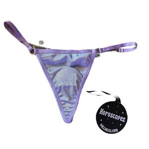 NWT Dolls Kill Horoscope Purple Charm Pisces Metallic Sexy Thong Panty Lingerie